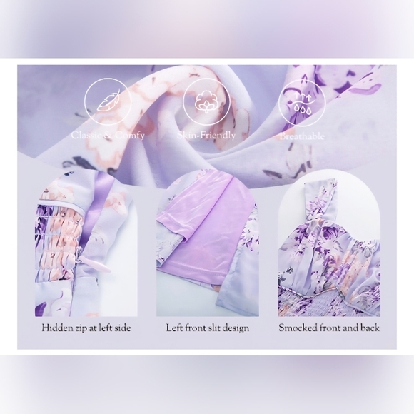 Grace Karin Purple Off-Shoulder Ruched Sundress #622 - Picture 9 of 10